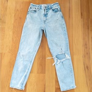 High waisted distressed ankle jeans